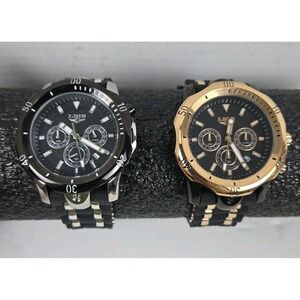 Lot of 2 LIGE Dream Quartz Chronograph Men's Watches w Black Silicon Bands VIDEO